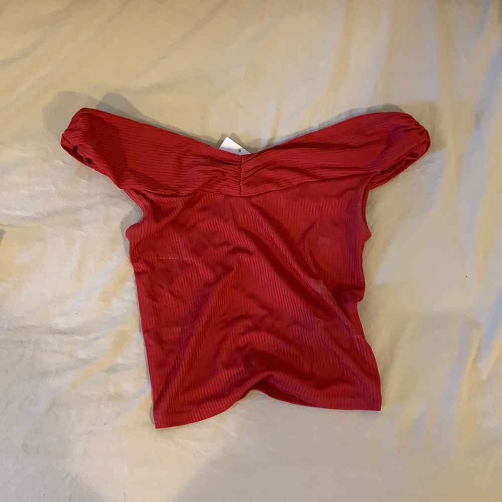 Red sexy over the shoulder crop top